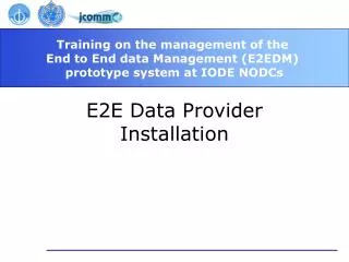 E2E Data Provider Installation