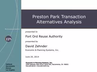 presented to Fort Ord Reuse Authority presented by David Zehnder