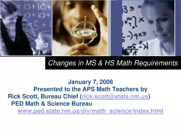 changes in ms hs math requirements