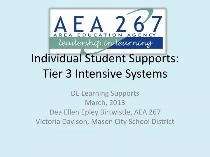 individual student supports tier 3 intensive systems