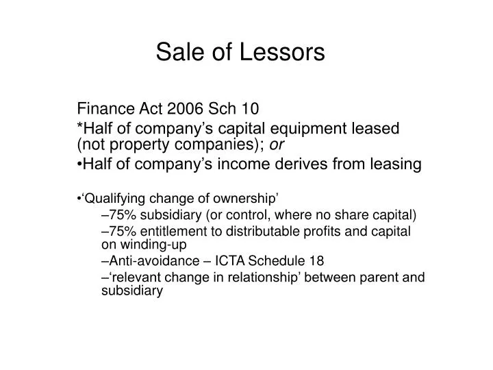 sale of lessors