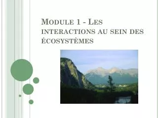 module 1 les interactions au sein des cosyst mes