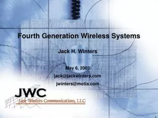 Fourth Generation Wireless Systems