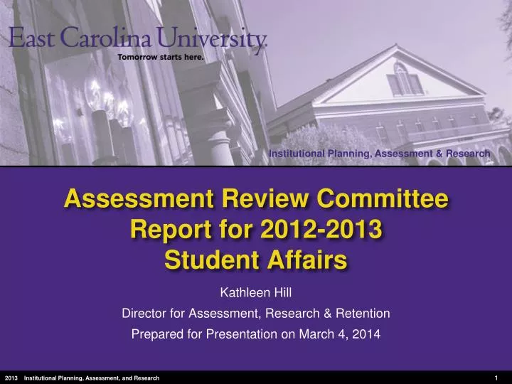 assessment review committee report for 2012 2013 student affairs