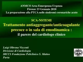 ANMCO Area Emergenza-Urgenza Firenze 23 Gennaio 2010