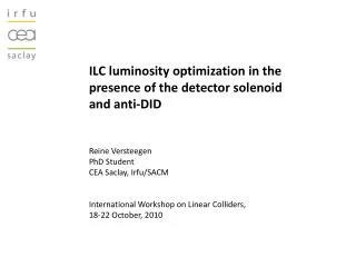 ILC luminosity optimization in the presence of the detector solenoid and anti-DID
