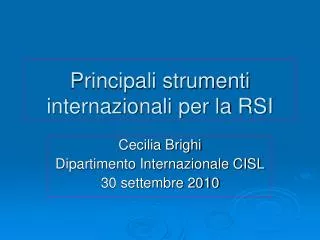 cecilia brighi dipartimento internazionale cisl 30 settembre 2010