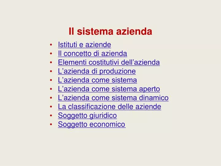 il sistema azienda