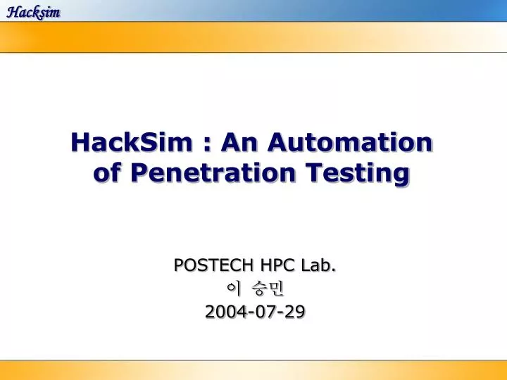 hacksim an automation of penetration testing
