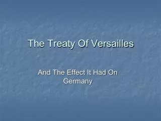 The Treaty Of Versailles