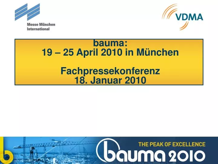 bauma 19 25 april 2010 in m nchen fachpressekonferenz 18 januar 2010