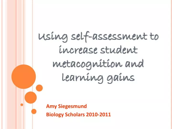 using self assessment to increase student metacognition and learning gains