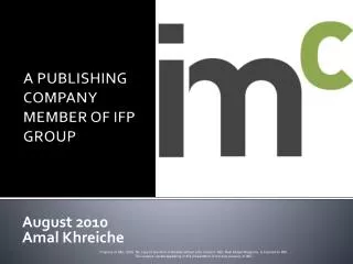 A PUBLISHING COMPANY MEMBER OF IFP GROUP