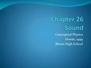Chapter 26 Sound