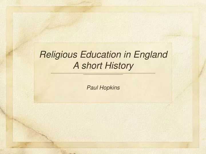 religious education in england a short history