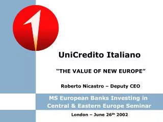 MS European Banks Investing in Central &amp; Eastern Europe Seminar