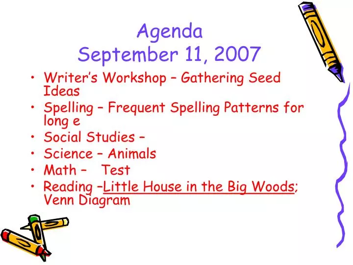 agenda september 11 2007