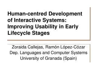 Human-centred Development of Interactive Systems: Improving Usability in Early Lifecycle Stages