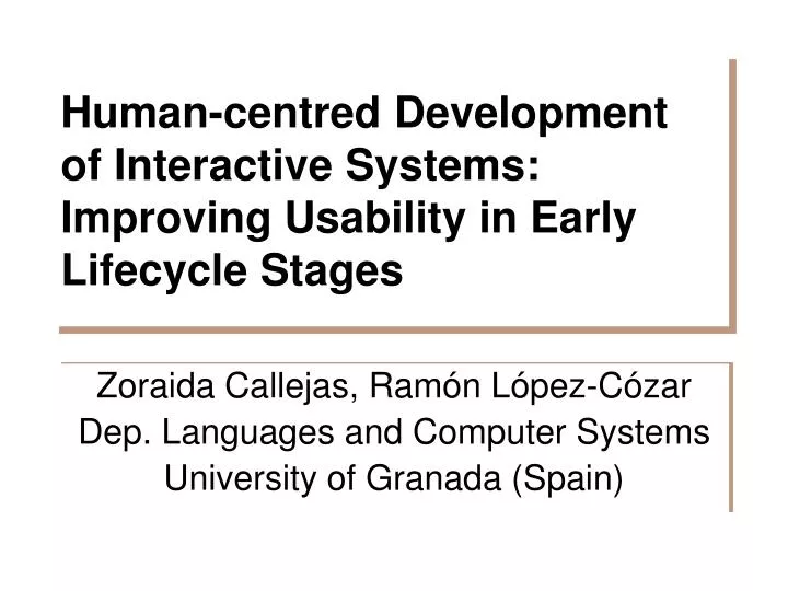 human centred development of interactive systems improving usability in early lifecycle stages