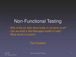 Non-Functional Testing