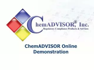 ChemADVISOR Online Demonstration