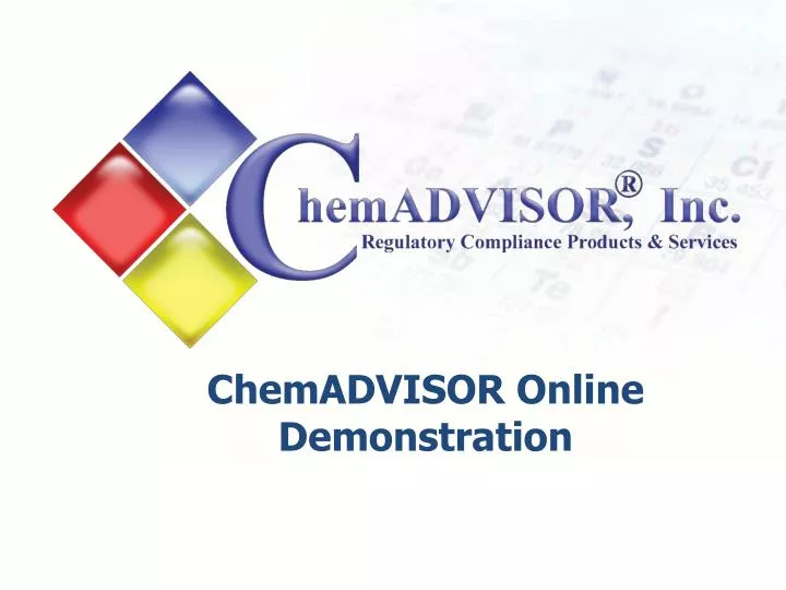 chemadvisor online demonstration