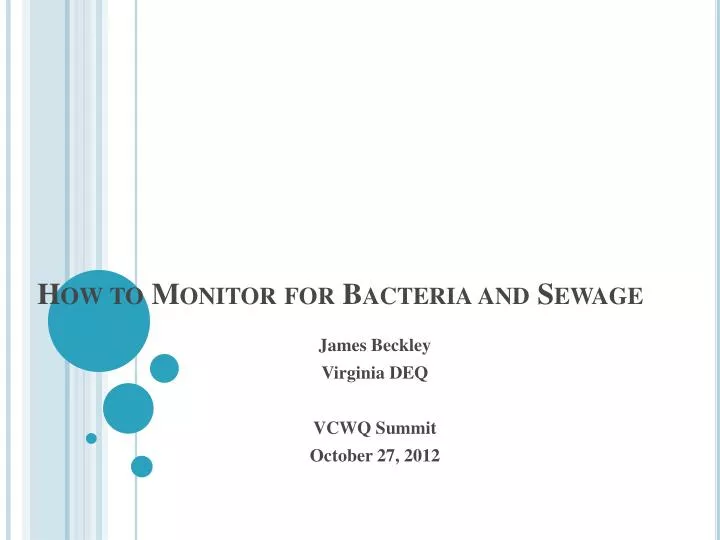 how to monitor for bacteria and sewage