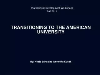 Professional Development Workshops Fall 2012