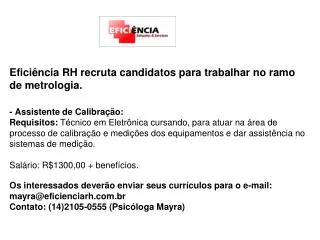 anuncio assistencia de calibração