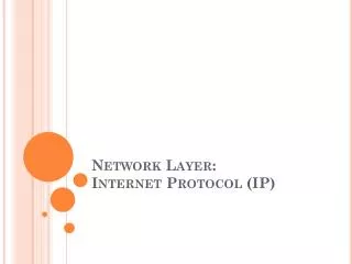 Network Layer: Internet Protocol (IP)