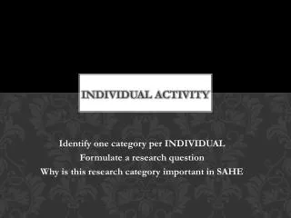 Individual activity
