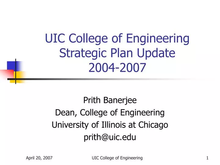 uic college of engineering strategic plan update 2004 2007