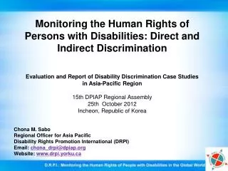 Monitoring the Human Rights of Persons with Disabilities: Direct and Indirect Discrimination