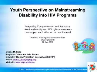 Youth Perspective on Mainstreaming Disability into HIV Programs