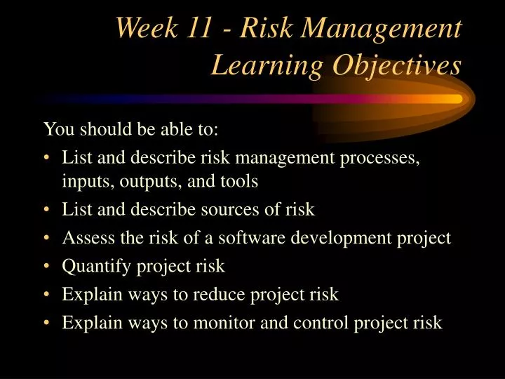 week 11 risk management learning objectives