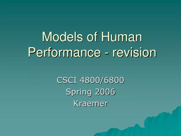 models of human performance revision