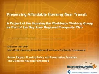 October 3rd, 2014 Non-Profit Housing Association of Northern California Conference