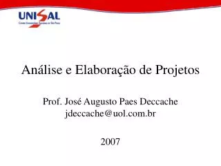 an lise e elabora o de projetos