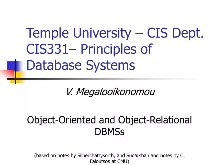 temple university cis dept cis331 principles of database systems