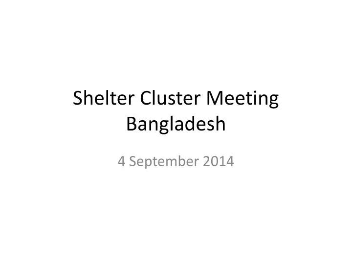shelter cluster meeting bangladesh