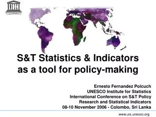 S&amp;T Statistics &amp; Indicators as a tool for policy-making