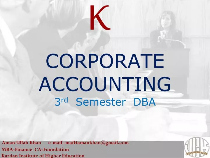 corporate accounting 3 rd semester dba