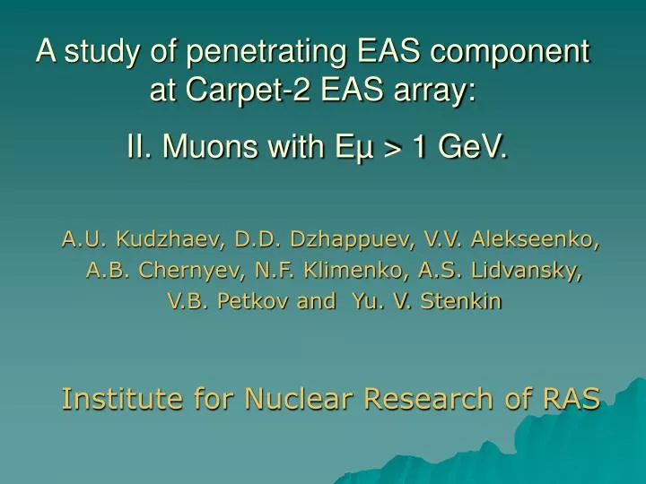 a study of penetrating eas component at carpet 2 eas array ii muons with e 1 gev
