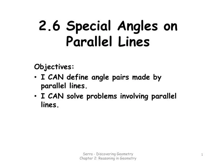 2 6 special angles on parallel lines