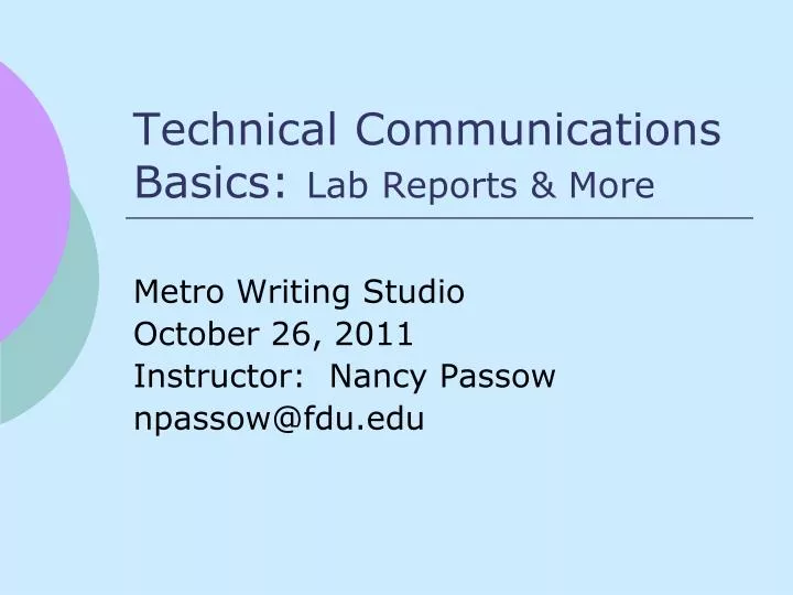 technical communications basics lab reports more