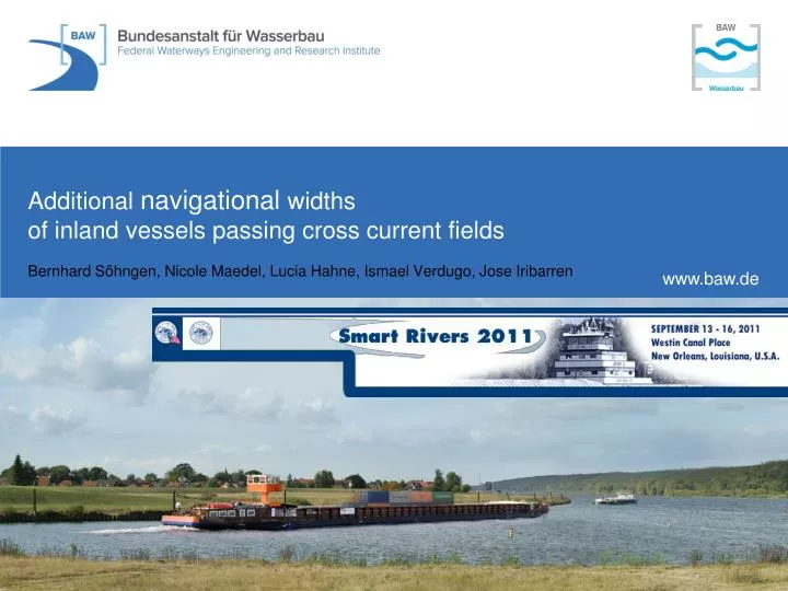 additional navigational widths of inland vessels passing cross current fields