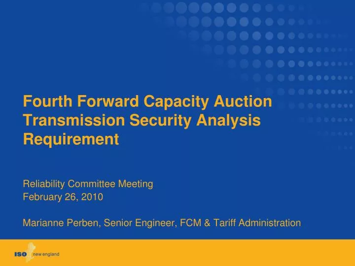 fourth forward capacity auction transmission security analysis requirement