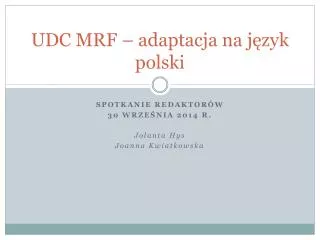 udc mrf adaptacja na j zyk polski