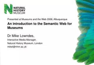 An introduction to the Semantic Web for Museums