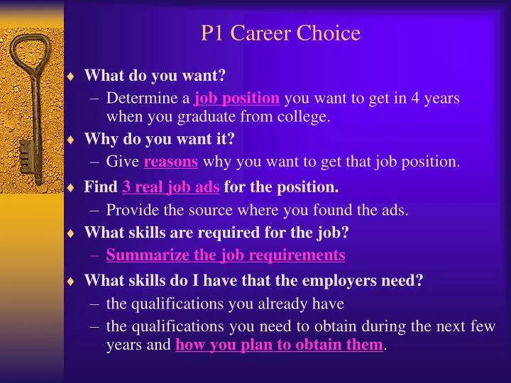 p1 career choice